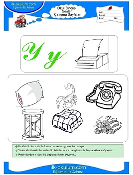 Çocuklar İçin Y Sesi Çalışma Sayfaları 